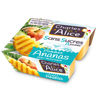 Image de Dessert fruitier Pomme Ananas Sans Sucres Ajoutés CHARLES & ALICE -4 pots de