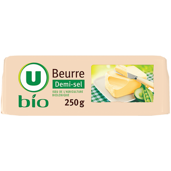Image de U BIO
Beurre demi sel bio 80%MG - plaquette de