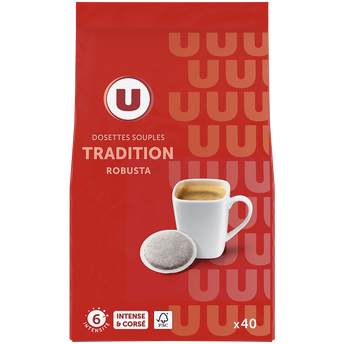 Image de U
Café dosettes TRADITION ROBUSTA N°6 - compatible SENSEO