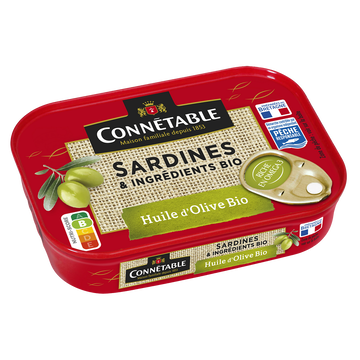 Connetable Sardines À L'huile Olive Vierge Extra Bio Connetable, 1/5, 135g