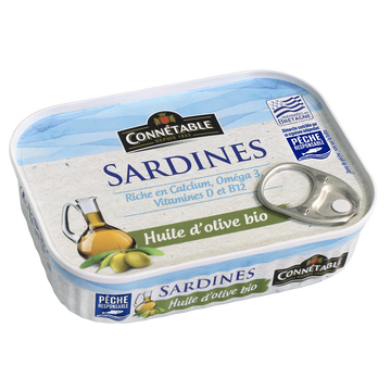 Connetable Sardines À L'huile Olive Vierge Extra Bio Connetable, 1/5, 135g