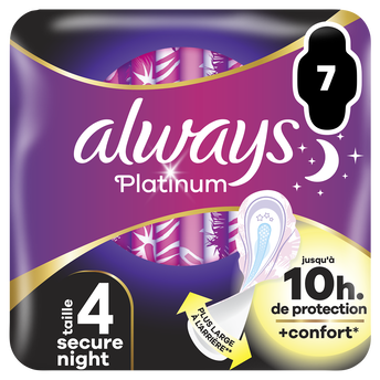 Image de Serviettes hygiéniques avec ailettes ALWAYS platinum secure night, taille4