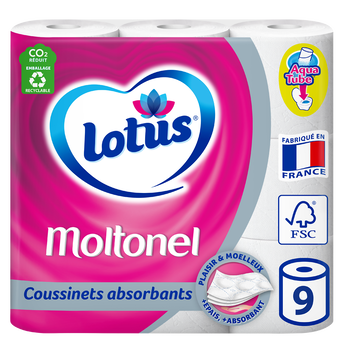 Image de Papier toilette extrait de lotus aquatube 3 Plis MOLTONEL - x9