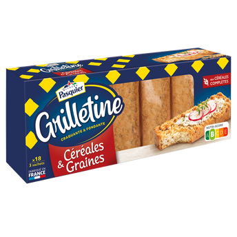 Image de Tartines de pain grillées Céréales et graines Grilletine PASQUIER - Paquet de