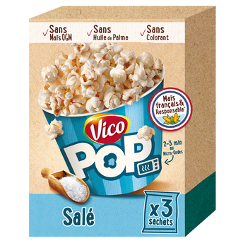 Image de Pop corn micro-ondable pop salé, VICO