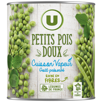 Image de U
Petits pois doux Cuisson vapeur - Boîte de 530g net