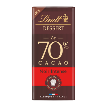 Image de Chocolat noir intense 70% cacao à patisser LINDT DESSERT, Tablette