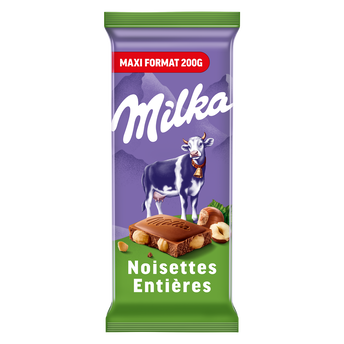 Image de Chocolat au lait et aux noisettes entières MILKA - Tablette de