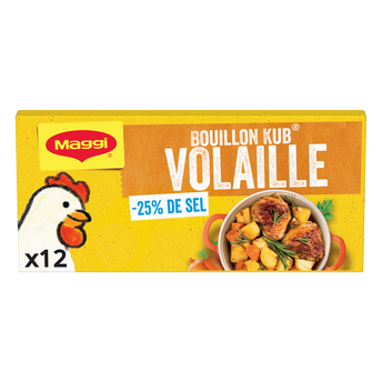 Image de Bouillon cube volaille -25% de sel MAGGI, boite de 12 cubes