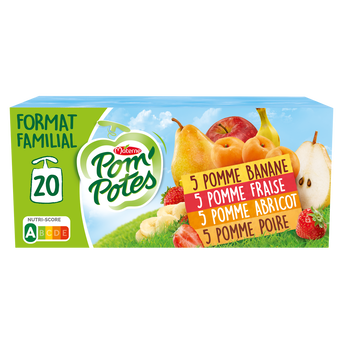 Image de Compotes Gourdes Pomme Poire, Pomme Abricot, Pomme Fraise, Pomme Banane POM'POTES