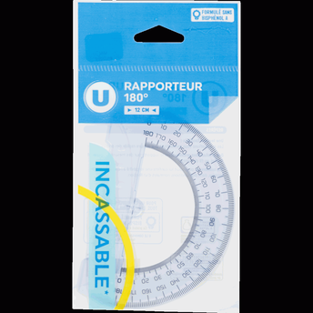 Image de U
Rapporteur 180° 12cm plastique incassable graduation