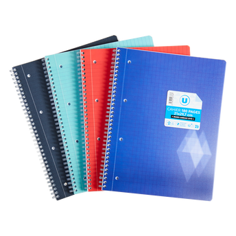 Image de U
Cahier spirale 23x29,7cm grands carreaux seyes 90g 180p