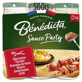 Image de Assortiment sauces party bérnaise, tartare, pomme de terre, poivre, moutarde estragon, aïloli x6 BENEDICTA
