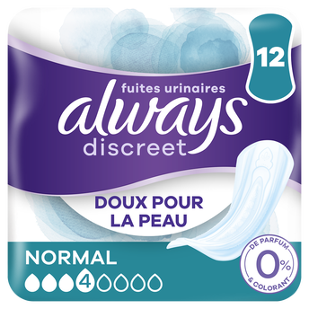 Image de Serviettes hygiéniques discreet fuites urinaires 0% normal ALWAYS