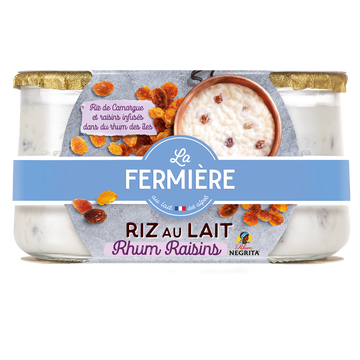 La Fermière Riz Au Lait Rhum Raisins La Fermiere - 2 Pots De 160g