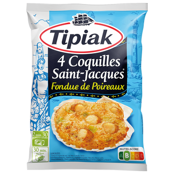 Image de Coquilles St Jacques fondue de poireaux TIPIAK, 4x90g soit