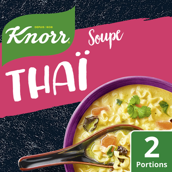 Image de Soupe thaï nouilles champignons pousses de soja déshydratée KNORR2 assiettes  69g