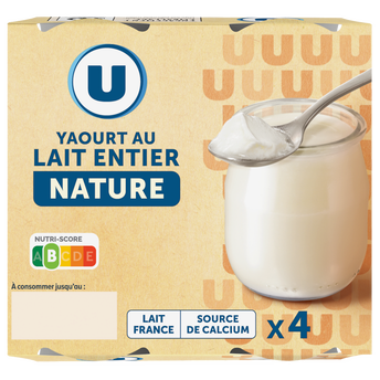 Image de U
Yaourt nature au lait entier pot en verre