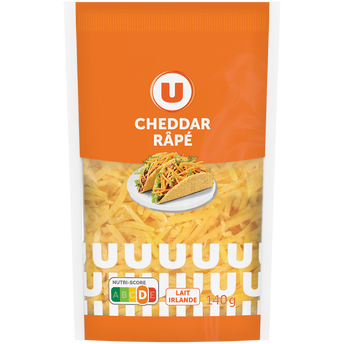 Image de U
Cheddar rouge pasteurisé jeune râpé,  34,7% de MG, sachet de