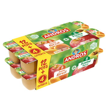 Andros Dessert Pomme Et Spécialité Pommes/abricot Andros 12x100g +4 Offerts