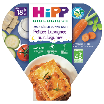 Image de Assiette bio pour bébé lasagnes aux légumes HIPP, dès 18 mois