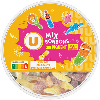 Image de U
Bonbons Assortiment gélifiés aromatisés qui piquent bac de