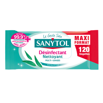 Image de Lingettes désinfectantes multi-usages eucalyptus SANYTOL