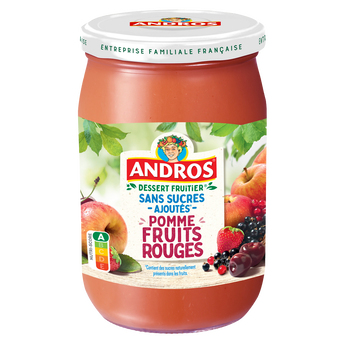 Image de Compote sans sucres ajoutés pomme fruits rouges ANDROS bocal de