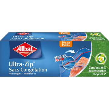 Albal Sacs De Congélation Zip Aux Fonds Plats Petits Modèles Albal, 20x1l