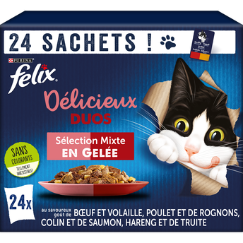 Image de Sachets fraîcheur pour chat Délicieux Duos en Gelée Mixte FELIX
