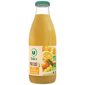 Image de U BIO
Pur jus orange clementine raisin blanc  bouteille en verre de