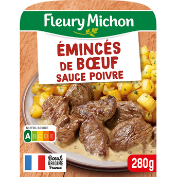 Image de Plat Cuisiné Individuel émincés de boeuf et sauce poivre FLEURY MICHON