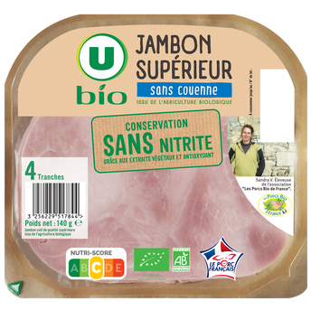 Image de U BIO
Jambon Supérieur sans couenne Conservation Sans Nitrite - x4