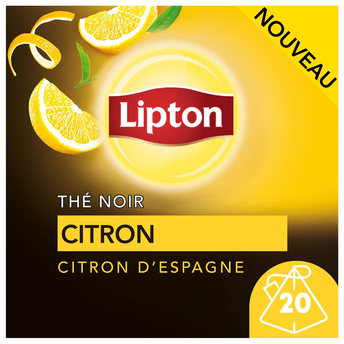 Image de Thé noir citron au citron d'Espagne LIPTON, x20sachets pyramide