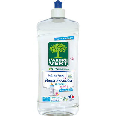 L'Arbre Vert Liquide Vaisselle Peaux Sensibles Biberons 750 ml : :  Epicerie