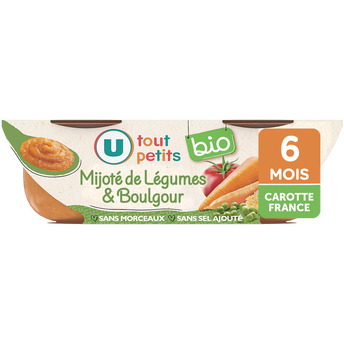 Image de U TOUT PETITS BIO
Plats bébé bols mijoté de légumes et boulgour origine France dès 6 mois