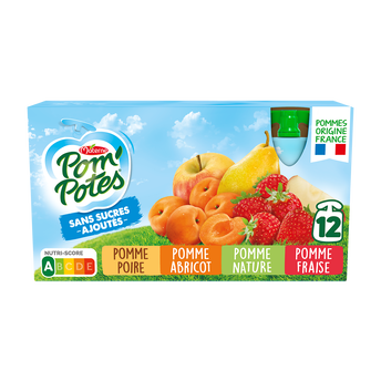 Image de Compotes Gourdes Pomme, Pomme Fraise, Pomme Poire, Pomme Abricot POM'POTES