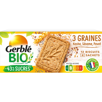 Image de Biscuits 3 graines kasha sésame pavot bio -43% sucre GERBLE