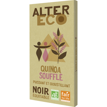 Image de Chocolat noir bio Quinoa soufflé ALTER ECO - Tablette