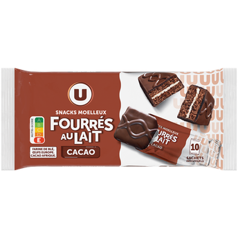 Image de U
Gâteau Moelleux cacao fourrés au lait