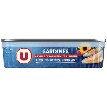 Image de U
Sardines à l'huile de tournesol et au piment boîte de 1/5