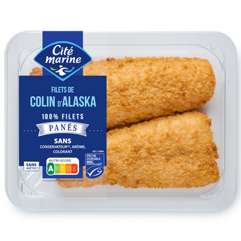 Image de Filet de colin d'Alaska pané, transformé en France, 2 pièces, barquette de