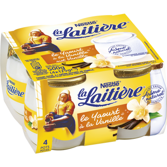 Image de Yaourts au lait entier pot verre arome naturel de Vanille LA LAITIERE- 4 pots de
