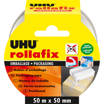 Image de UHU Rollafix - Ruban adhésif d'emballage transparent, 50m x