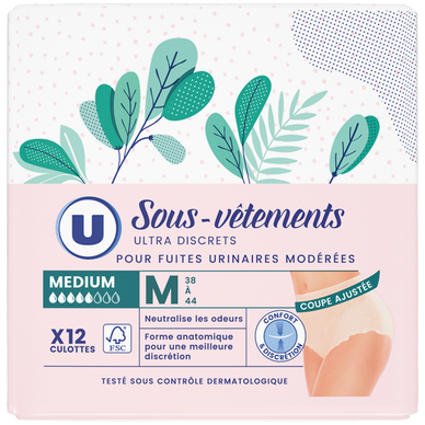 Sous vetements incontinence femme Taille M x12 Super U Hyper U U Express www ursesu