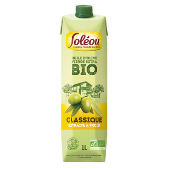 Image de Huile olive vierge extra bio SOLEOU, brique carton, 1