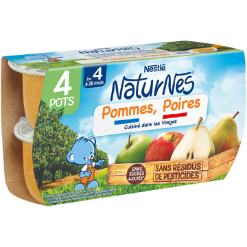 Nestlé Compote Pomme Poire Naturnes, Dès 4-6 Mois, 4x130g
