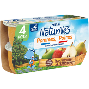 Nestlé Compote Pomme Poire Naturnes, Dès 4-6 Mois, 4x130g