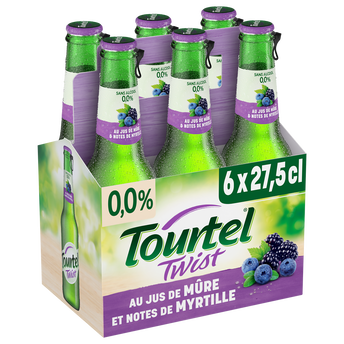 Image de Bière aromatisée mûre myrtille sans alcool TOURTEL TWIST, 0,0° - Bouteilles