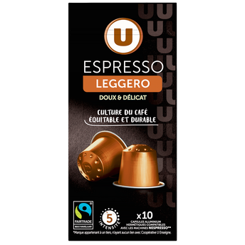 Image de U
Café capsules ESPRESSO LEGGERO N°5 - compatible NESPRESSO